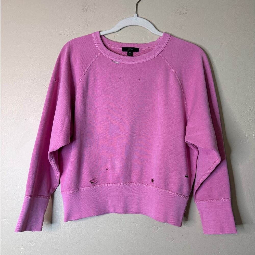 J.Crew Pink Distressed Pullover Pink Sweatshirt XS